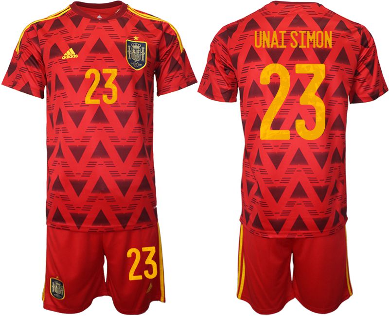 Men 2022 World Cup National Team Spain home red #23 Soccer Jersey